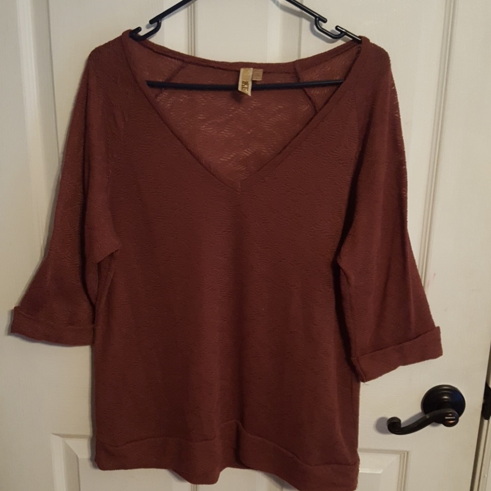 Women's burgundy shear sweater